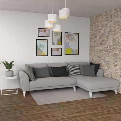 Lámpara colgante LOFT SHADE 5xE27/60W/230V blanco/dorado