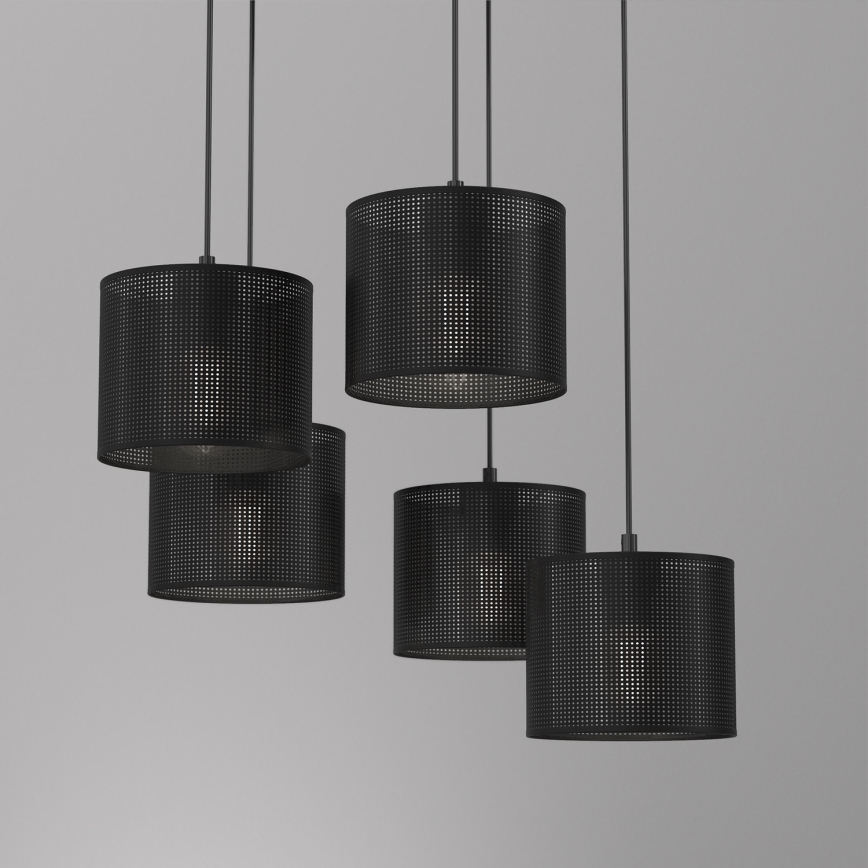 Lámpara colgante LOFT SHADE 5xE27/60W/230V negro
