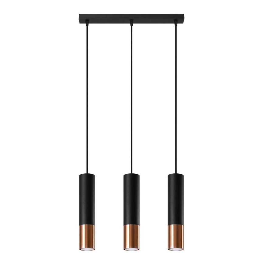 Lámpara colgante LOOPEZ 3xGU10/10W/230V negro/cobre