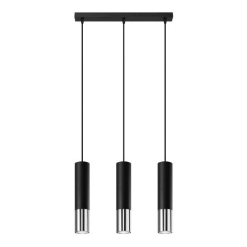 Lámpara colgante LOOPEZ 3xGU10/10W/230V negro/cromo brillante
