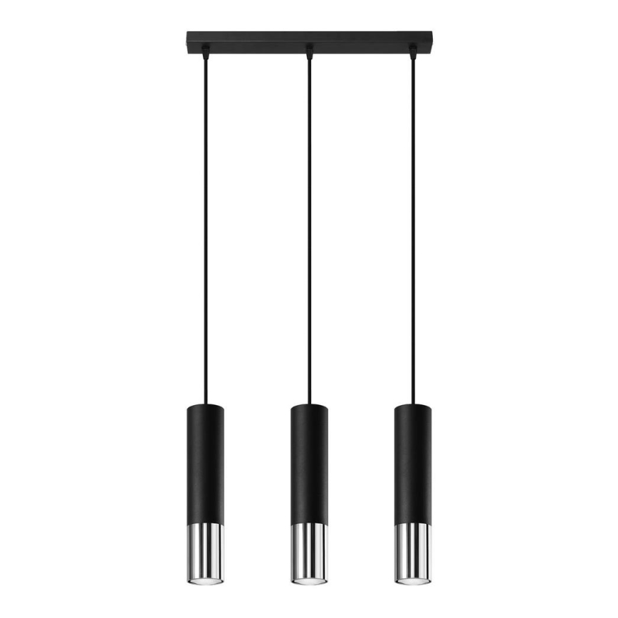 Lámpara colgante LOOPEZ 3xGU10/10W/230V negro/cromo brillante