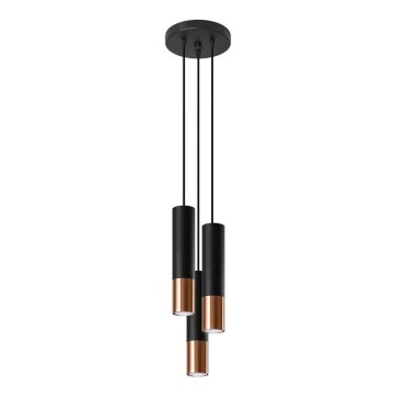 Lámpara colgante LOOPEZ 3xGU10/10W/230V redondeado negro/cobre