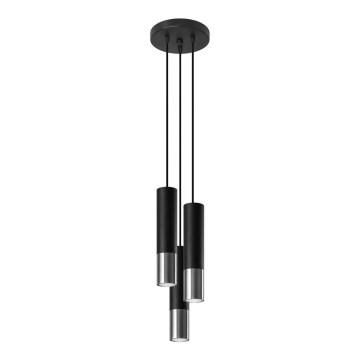 Lámpara colgante LOOPEZ 3xGU10/10W/230V redondeado negro/cromo brillante