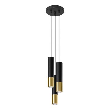 Lámpara colgante LOOPEZ 3xGU10/10W/230V redondeado negro/dorado