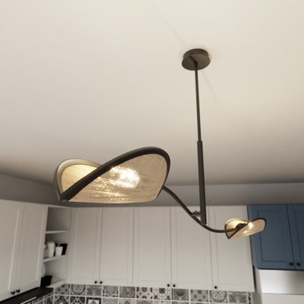 Lámpara colgante LOTUS 2xE14/10W/230V negro/beige