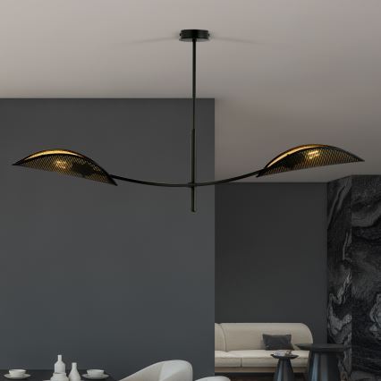 Lámpara colgante LOTUS 2xE14/10W/230V negro/dorado