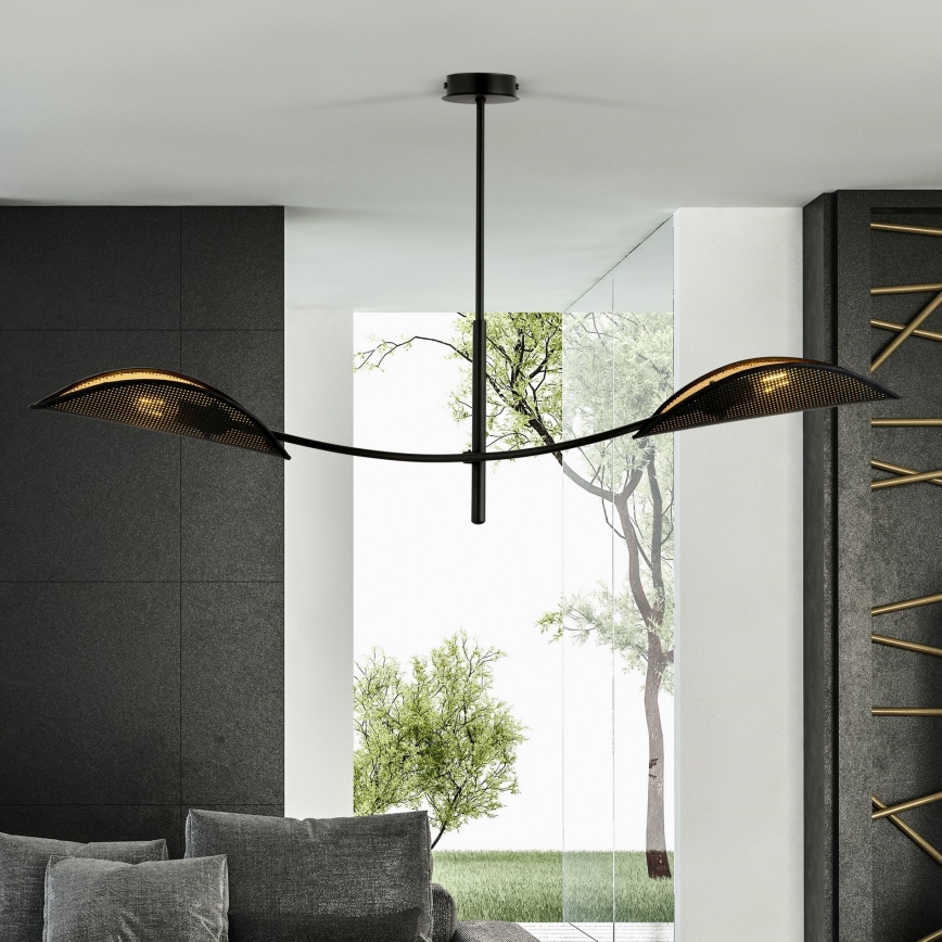 Lámpara colgante LOTUS 2xE14/10W/230V negro/dorado