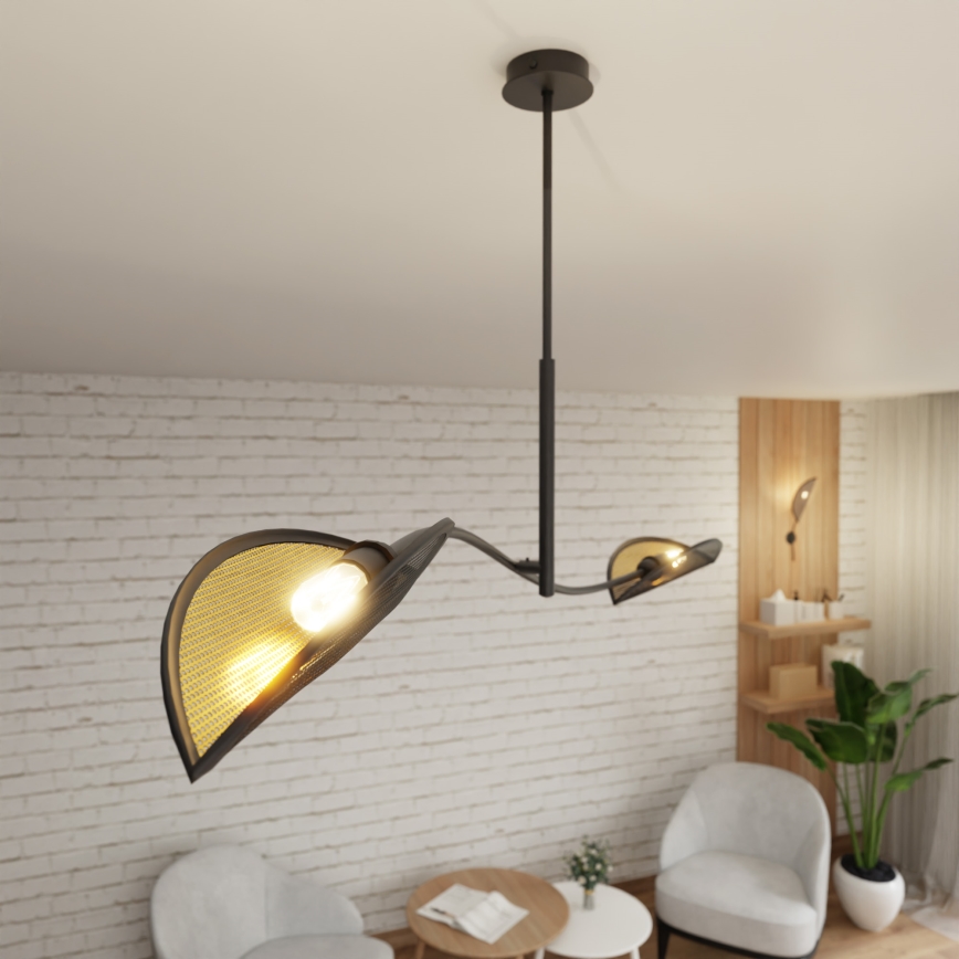 Lámpara colgante LOTUS 2xE14/10W/230V negro/dorado