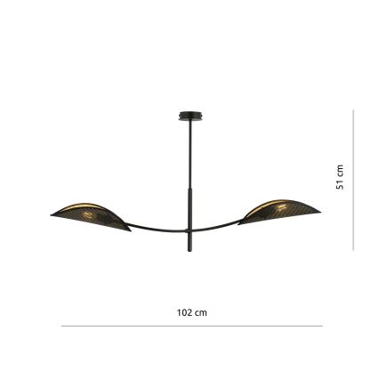 Lámpara colgante LOTUS 2xE14/10W/230V negro/dorado