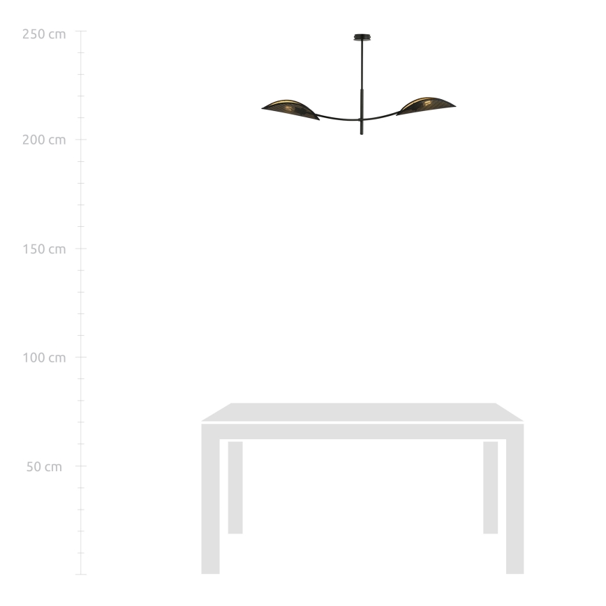 Lámpara colgante LOTUS 2xE14/10W/230V negro/dorado