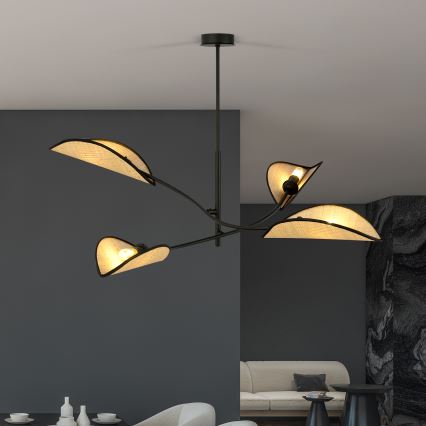 Lámpara colgante LOTUS 4xE14/10W/230V negro/beige