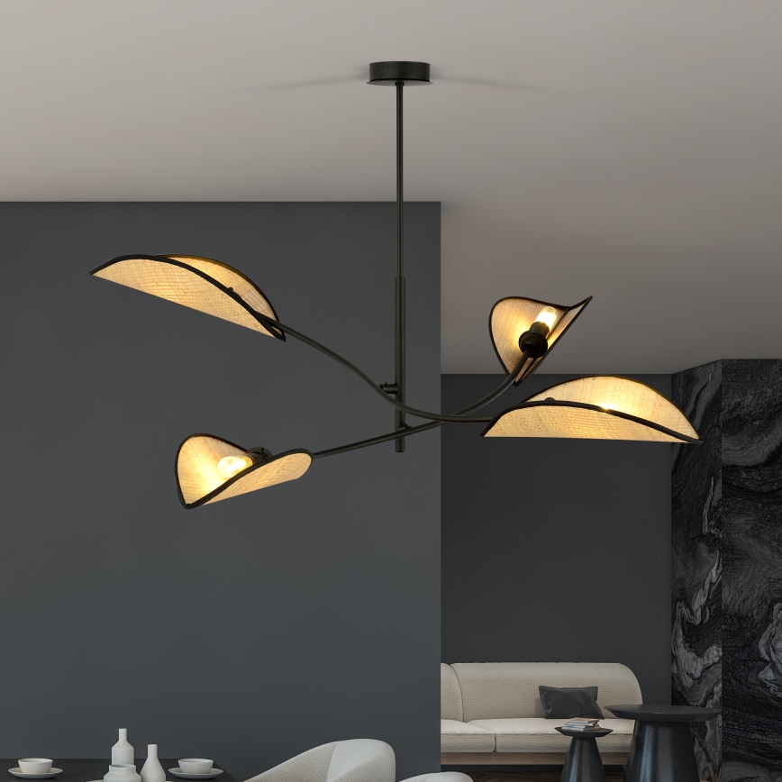 Lámpara colgante LOTUS 4xE14/10W/230V negro/beige