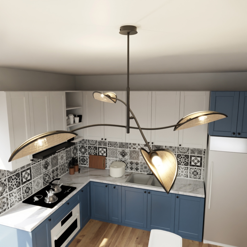 Lámpara colgante LOTUS 4xE14/10W/230V negro/beige