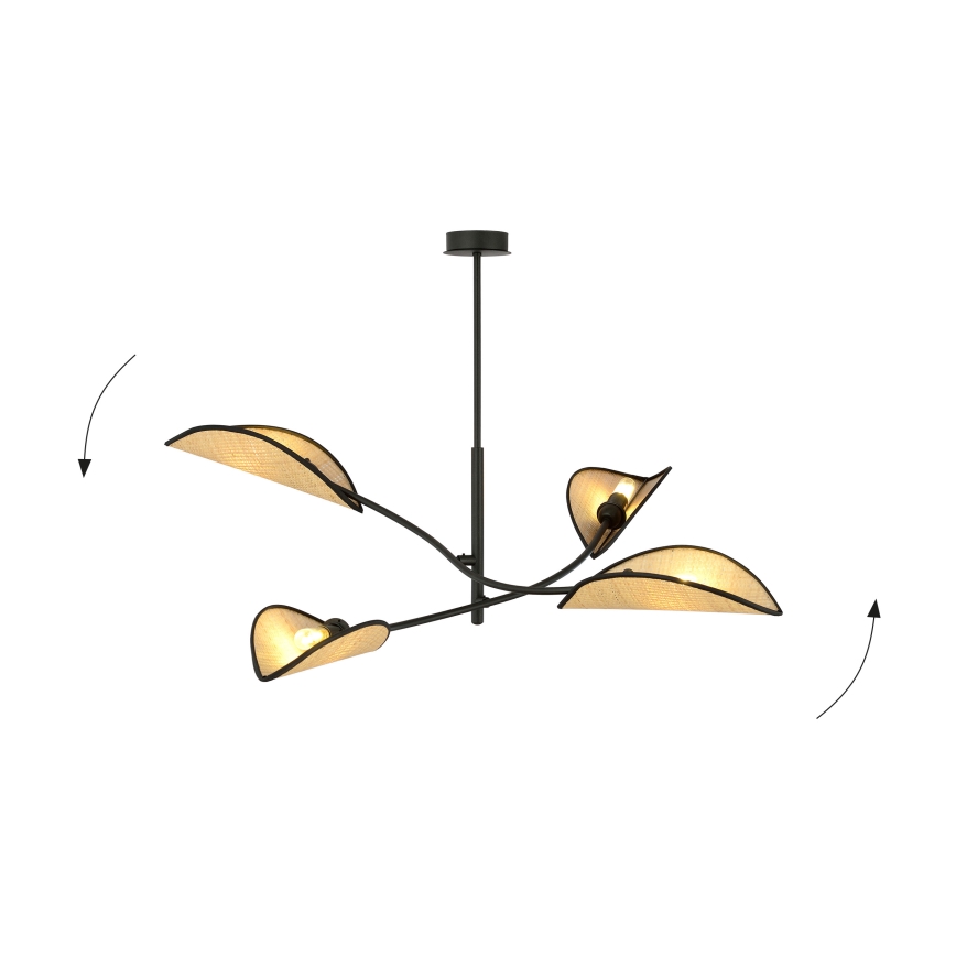 Lámpara colgante LOTUS 4xE14/10W/230V negro/beige