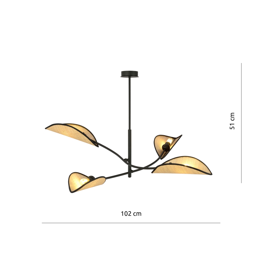 Lámpara colgante LOTUS 4xE14/10W/230V negro/beige