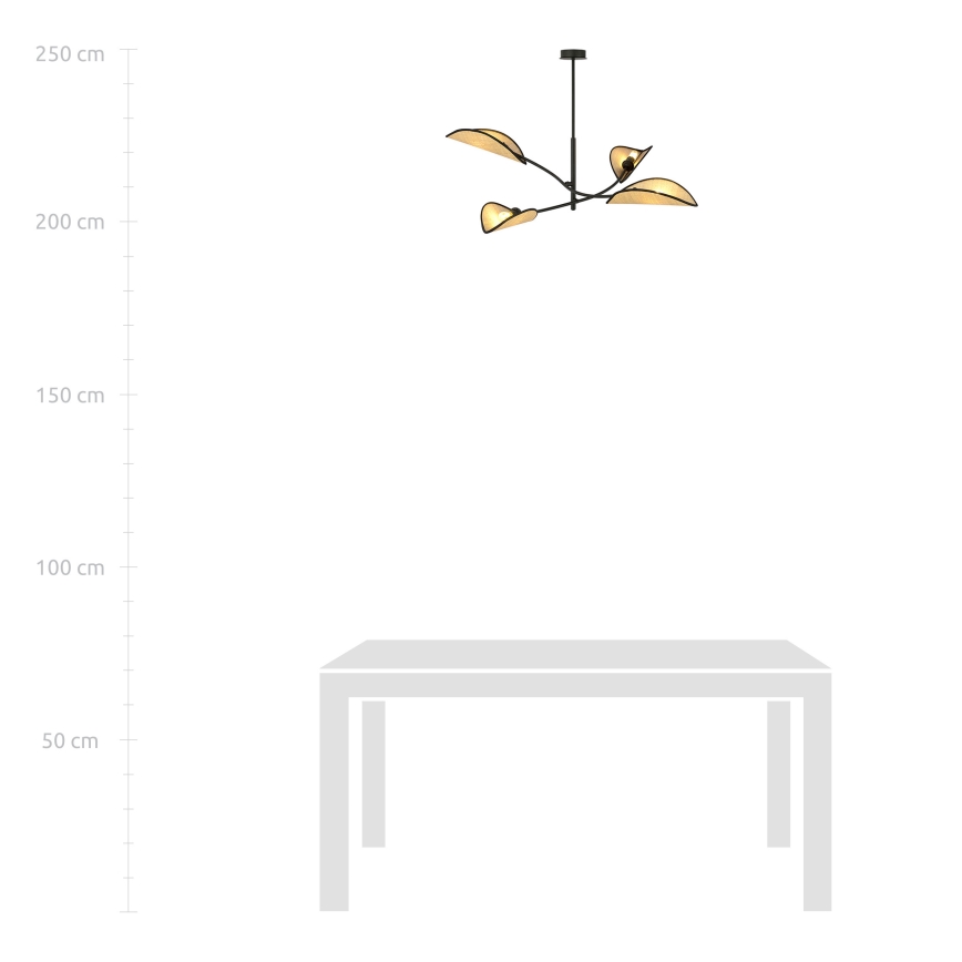 Lámpara colgante LOTUS 4xE14/10W/230V negro/beige