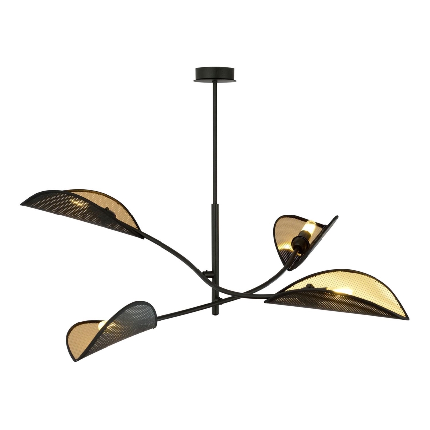 Lámpara colgante LOTUS 4xE14/10W/230V negro/dorado