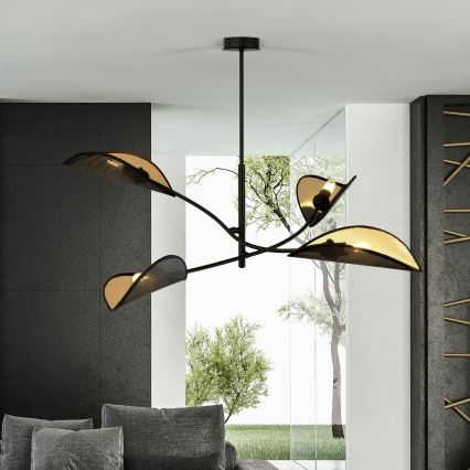 Lámpara colgante LOTUS 4xE14/10W/230V negro/dorado