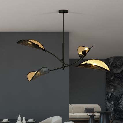 Lámpara colgante LOTUS 4xE14/10W/230V negro/dorado