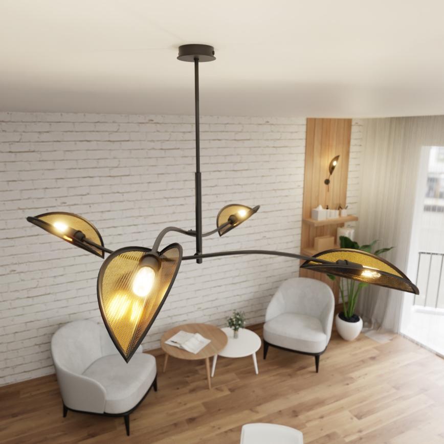 Lámpara colgante LOTUS 4xE14/10W/230V negro/dorado