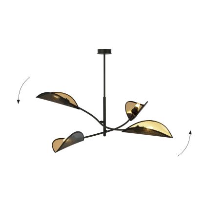 Lámpara colgante LOTUS 4xE14/10W/230V negro/dorado
