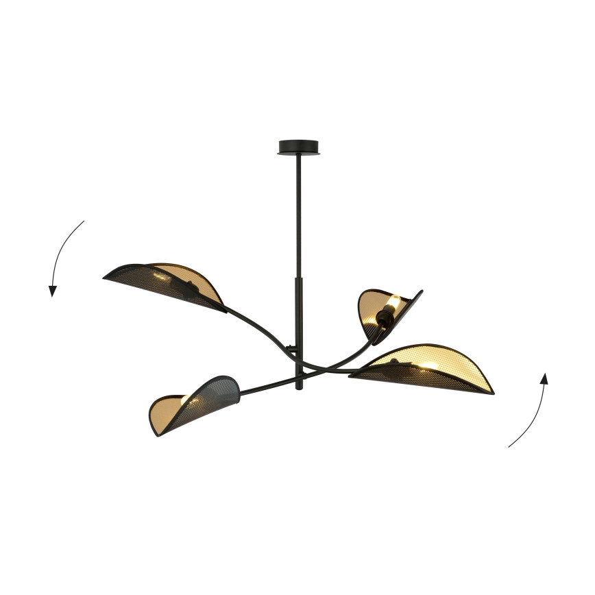 Lámpara colgante LOTUS 4xE14/10W/230V negro/dorado