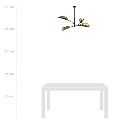 Lámpara colgante LOTUS 4xE14/10W/230V negro/dorado