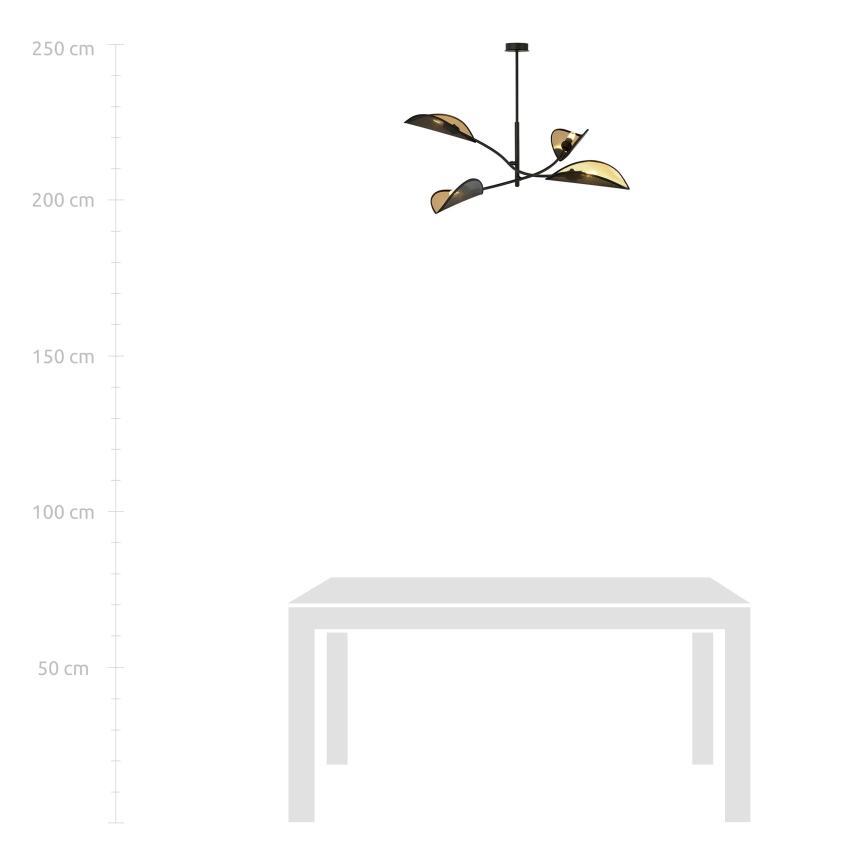Lámpara colgante LOTUS 4xE14/10W/230V negro/dorado
