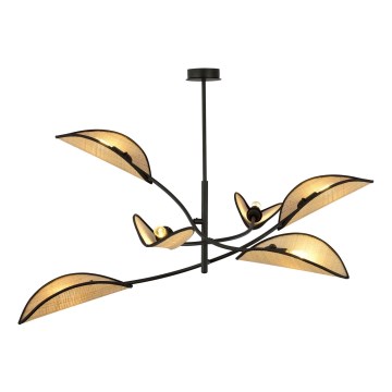 Lámpara colgante LOTUS 6xE14/10W/230V negro/beige