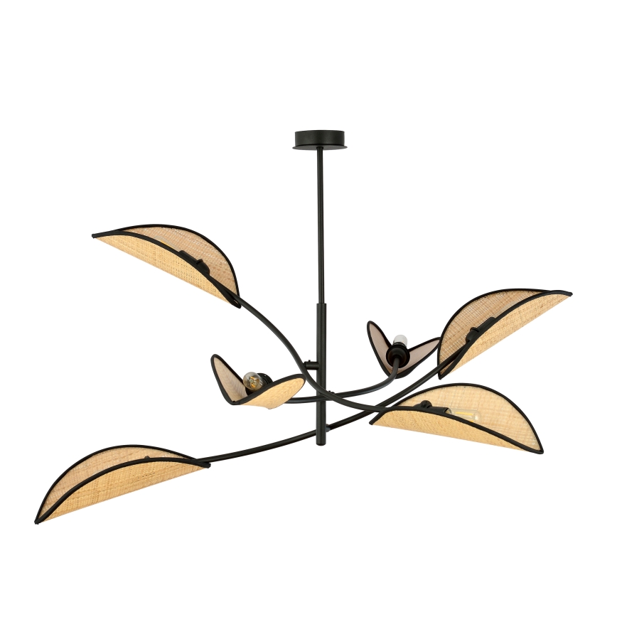 Lámpara colgante LOTUS 6xE14/10W/230V negro/beige