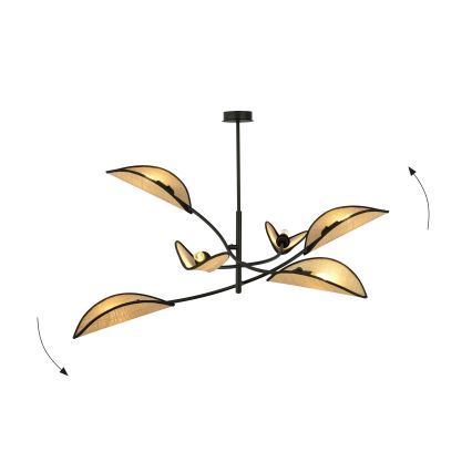 Lámpara colgante LOTUS 6xE14/10W/230V negro/beige