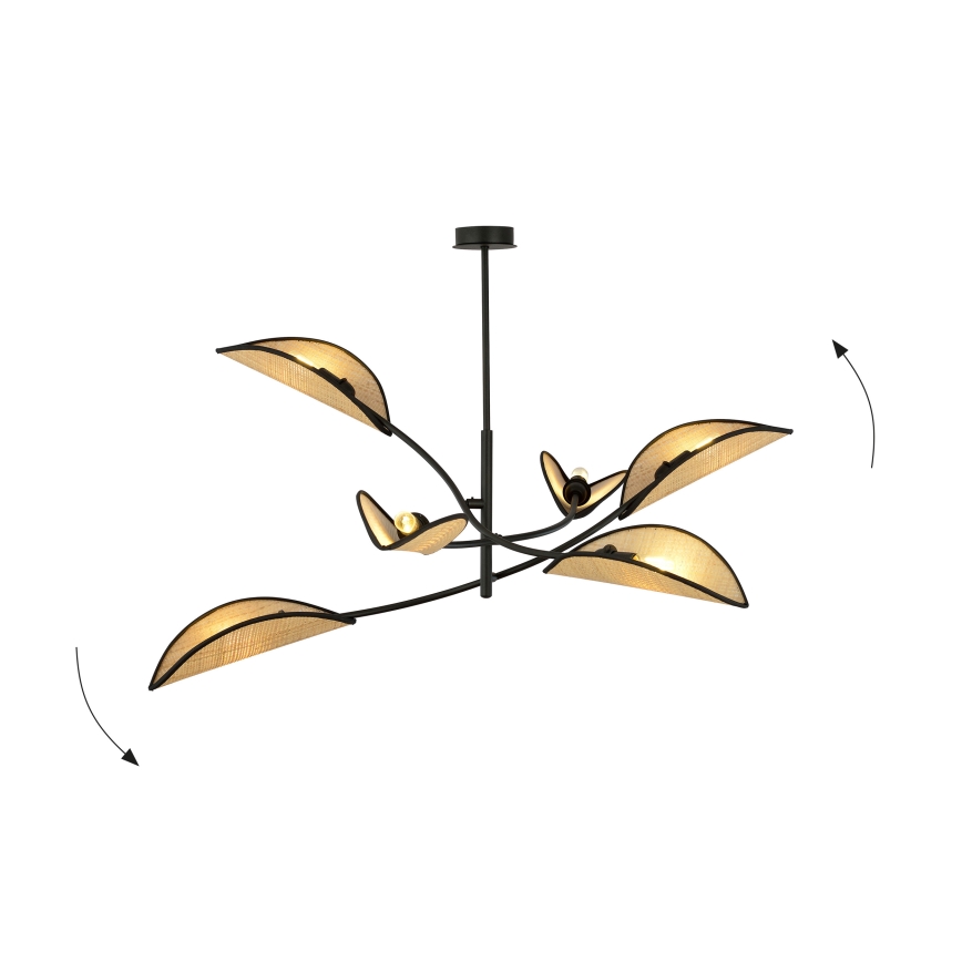 Lámpara colgante LOTUS 6xE14/10W/230V negro/beige