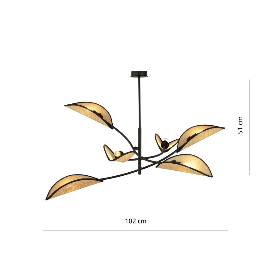 Lámpara colgante LOTUS 6xE14/10W/230V negro/beige