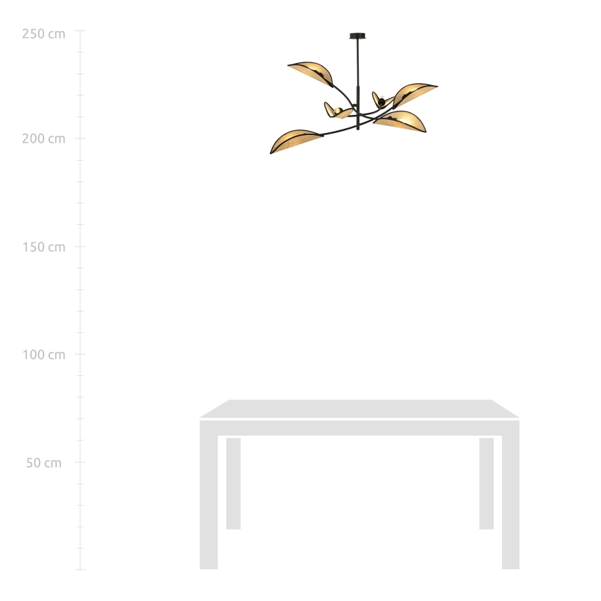 Lámpara colgante LOTUS 6xE14/10W/230V negro/beige