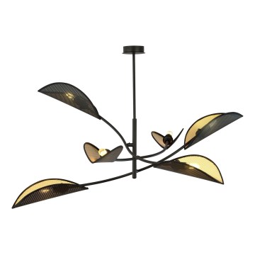 Lámpara colgante LOTUS 6xE14/10W/230V negro/dorado
