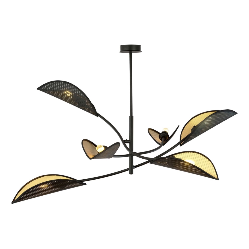 Lámpara colgante LOTUS 6xE14/10W/230V negro/dorado