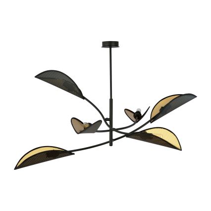 Lámpara colgante LOTUS 6xE14/10W/230V negro/dorado