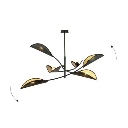 Lámpara colgante LOTUS 6xE14/10W/230V negro/dorado