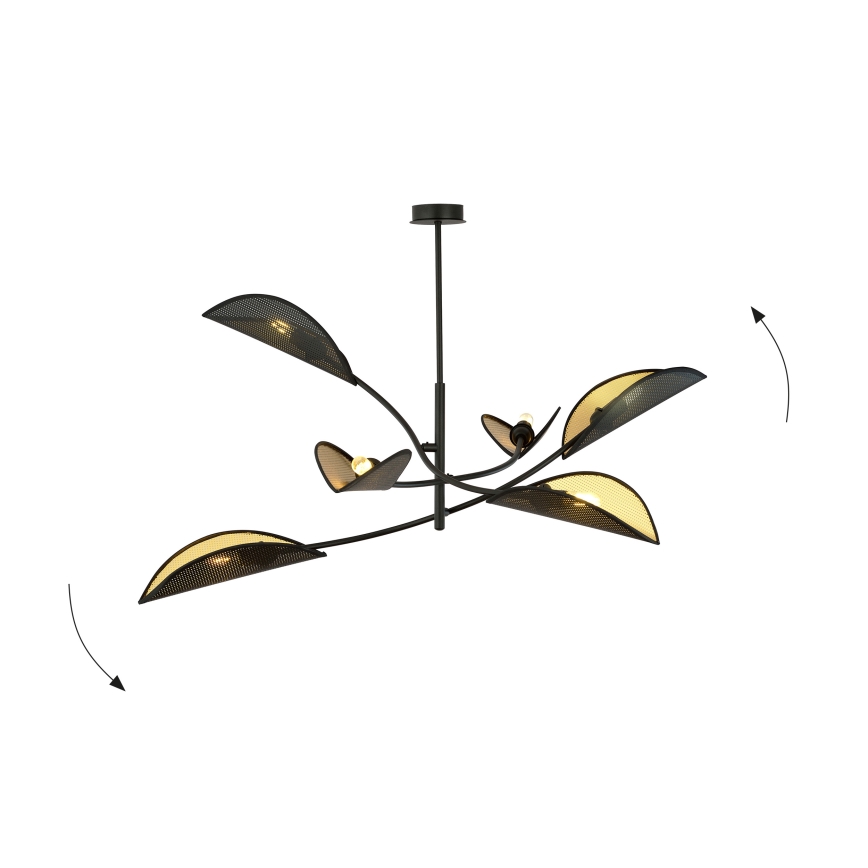 Lámpara colgante LOTUS 6xE14/10W/230V negro/dorado