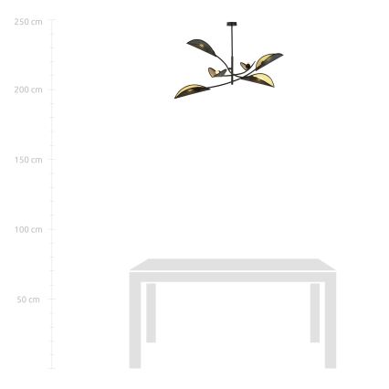 Lámpara colgante LOTUS 6xE14/10W/230V negro/dorado