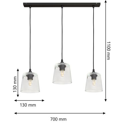 Lámpara colgante LUCEA 3xE27/15W/230V