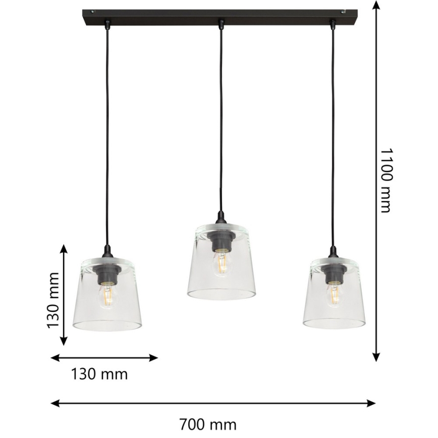 Lámpara colgante LUCEA 3xE27/15W/230V