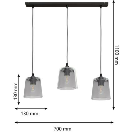Lámpara colgante LUCEA 3xE27/15W/230V