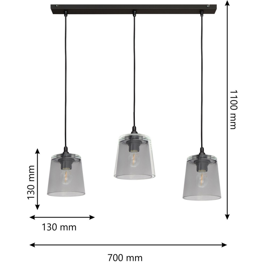 Lámpara colgante LUCEA 3xE27/15W/230V