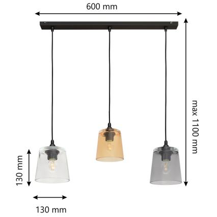 Lámpara colgante LUCEA 3xE27/15W/230V