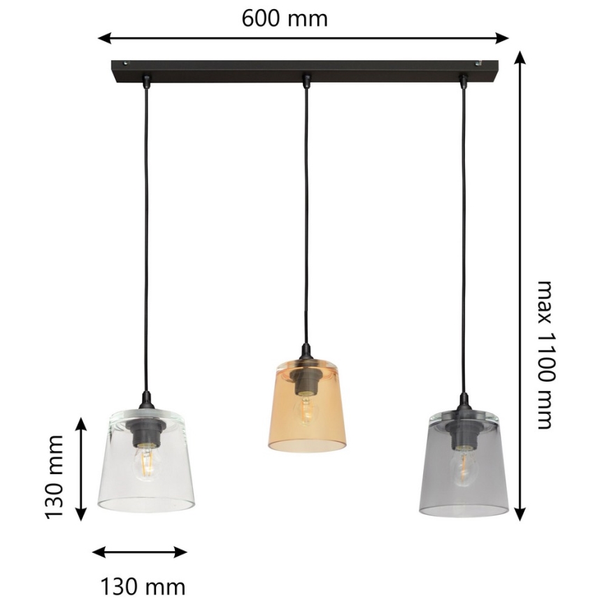 Lámpara colgante LUCEA 3xE27/15W/230V