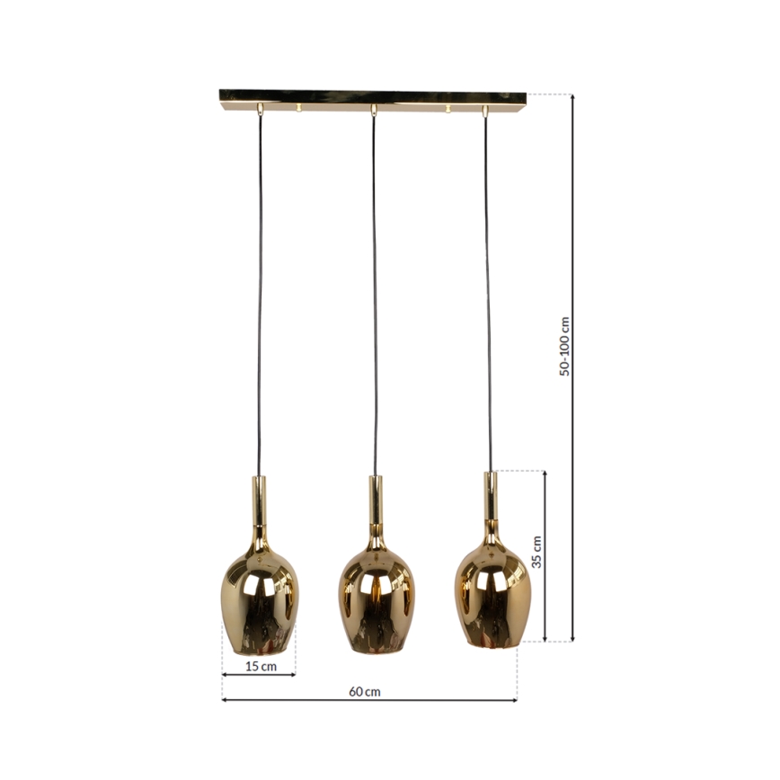 Lámpara colgante LUGANO 3xE14/40W/230V dorado