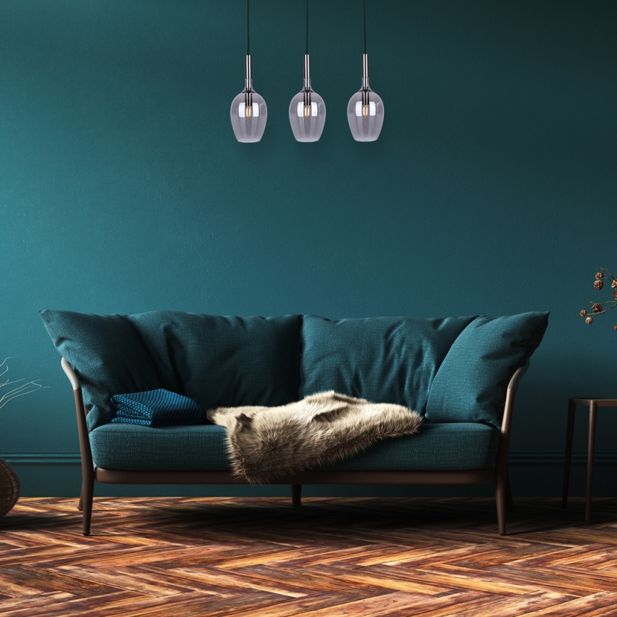 Lámpara colgante LUGANO 3xE14/40W/230V gris