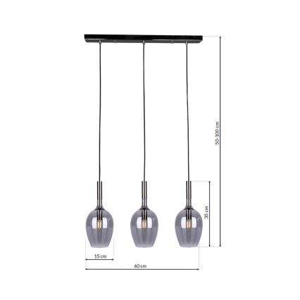 Lámpara colgante LUGANO 3xE14/40W/230V gris