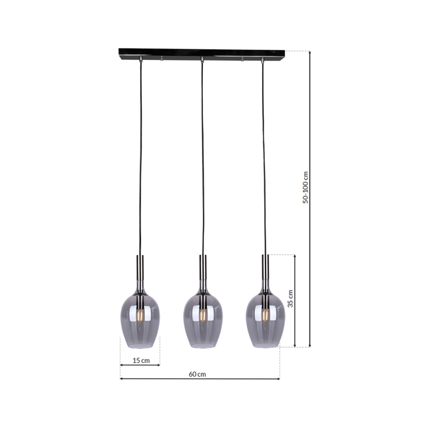 Lámpara colgante LUGANO 3xE14/40W/230V gris